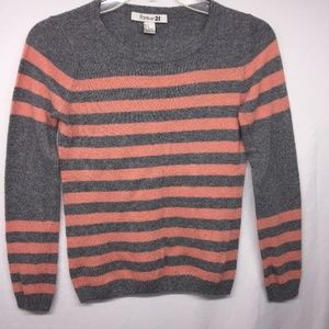 Forever 21 Pink And Grey Striped Longsleeve Shirt